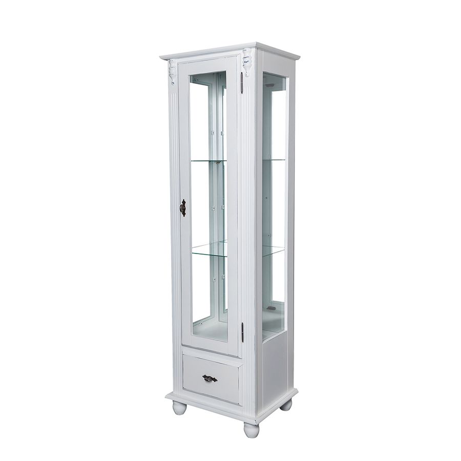 Vitrine Media Com Vidro Lateral 2 Prateleiras E Espelho Wood Prime Nl 11593 Wood Prime Mobile