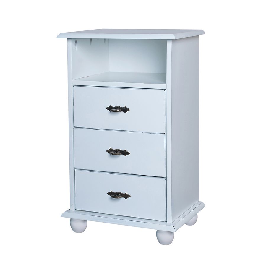 Mesa De Cabeceira Estreito 3 Gavetas Nicho Wood Prime Nl 11614 Wood Prime Mobile